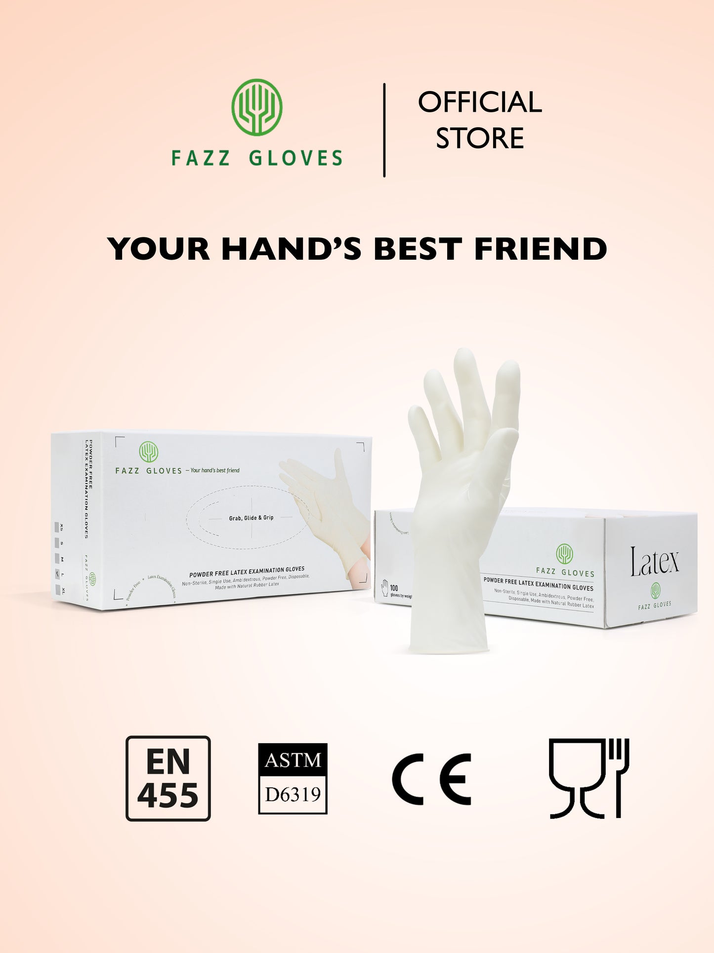 Latex Powder Free Examination Glove, Natural (100Pcs/Box)